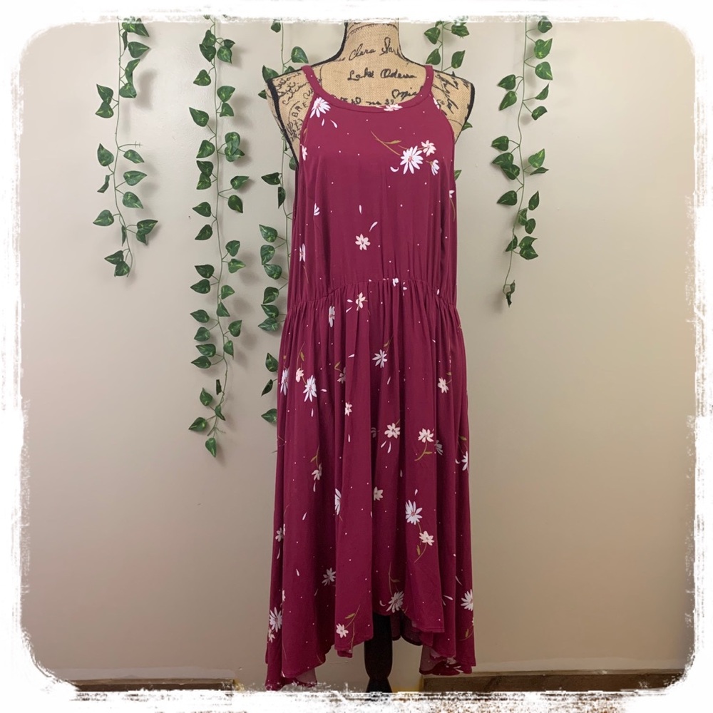 Torrid Magenta/Floral Long Halter Dress sz. 2x